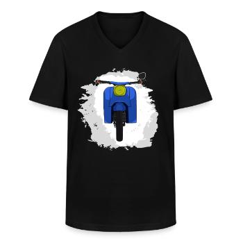 Schwalbe KR51 / Schwalbenfahrer / Ostalgie / Mofa - Männer-T-Shirt mit V-Ausschnitt - Schwarz - Vorne - AI Model Male 178 dark (178cm)