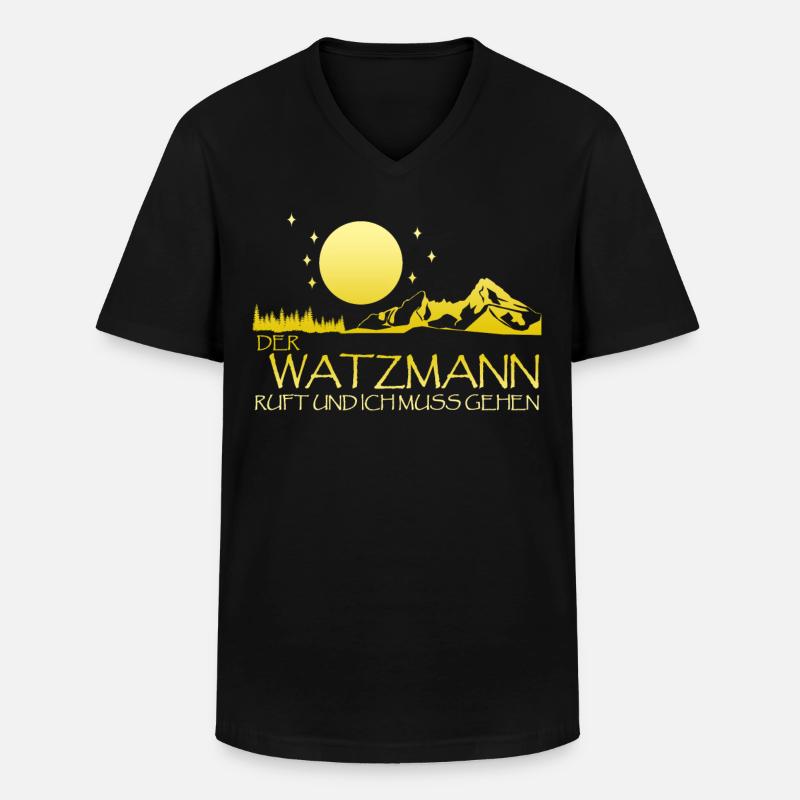 Der Watzmann ruft Watzmannmassiv - Männer-T-Shirt mit V-Ausschnitt - Schwarz
