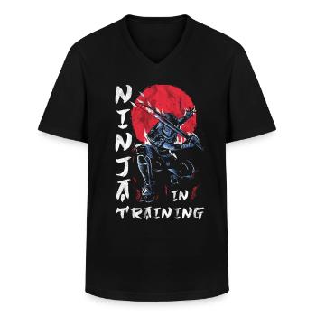 Ninja - Männer-T-Shirt mit V-Ausschnitt - Schwarz - Vorne - AI Model Male 178 dark (178cm)