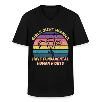Girls Just Wanna Have Fundamental Human Rights - Men's V-Neck T-Shirt - black - Front - AI Model Male 178 dark (178cm)