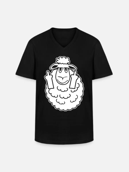Sheep Sheep Middle Finger Sheep - Men's V-Neck T-Shirt - black
