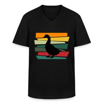 Ente Quitscheente Erpel Enten Gelbe Gummiente - Männer-T-Shirt mit V-Ausschnitt - Schwarz - Vorne - AI Model Male 178 dark (178cm)
