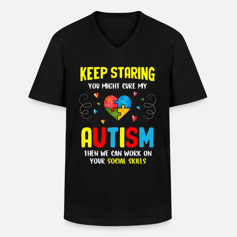 Autismus - Männer-T-Shirt mit V-Ausschnitt - Schwarz