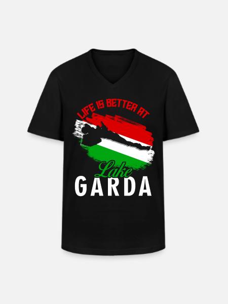 Gardasee Lago di Garda - Männer-T-Shirt mit V-Ausschnitt - Schwarz