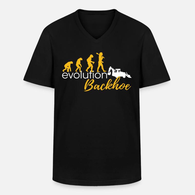Evolution Of Backhoes - Männer-T-Shirt mit V-Ausschnitt - Schwarz