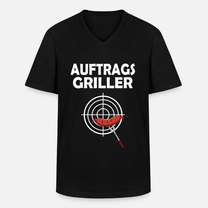 Auftragsgriller - Männer-T-Shirt mit V-Ausschnitt - Schwarz