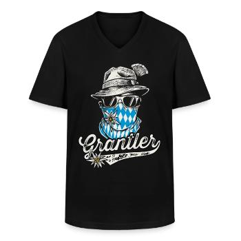 Grantler T-Shirt Herren Trachtenshirt - Männer-T-Shirt mit V-Ausschnitt - Schwarz - Vorne - AI Model Male 178 dark (178cm)