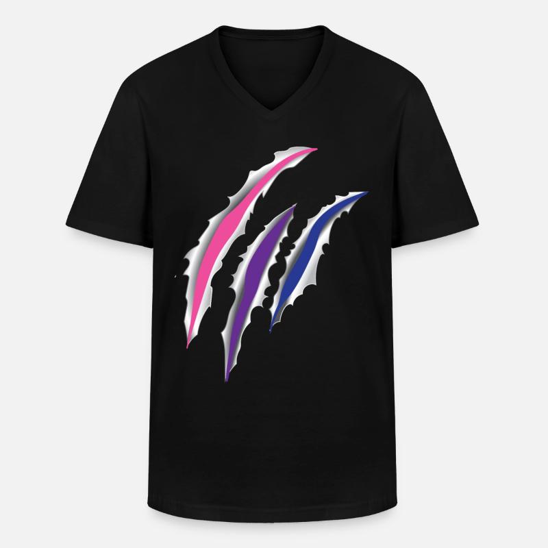 Bisexual Bi Pride Flag Scratch - Männer-T-Shirt mit V-Ausschnitt - Schwarz