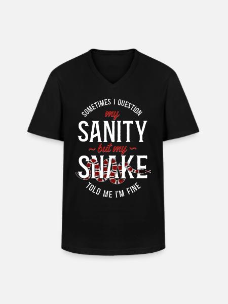 Snake Serpent Sometimes I Question - Männer-T-Shirt mit V-Ausschnitt - Schwarz