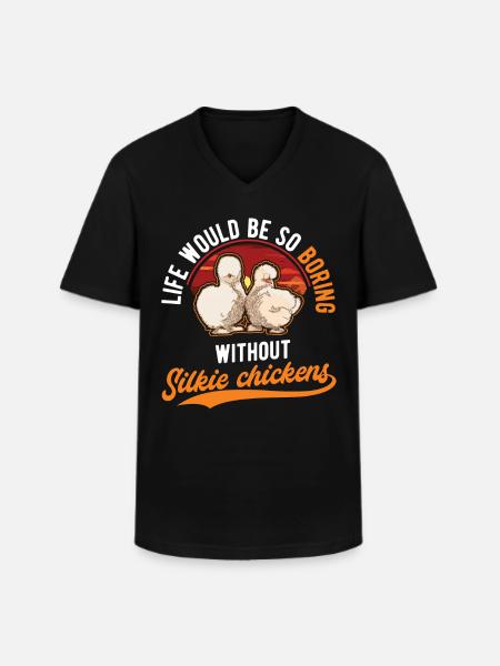 Silk Chicken Gift Silke Chicken - T-shirt med V-ringning herr - svart