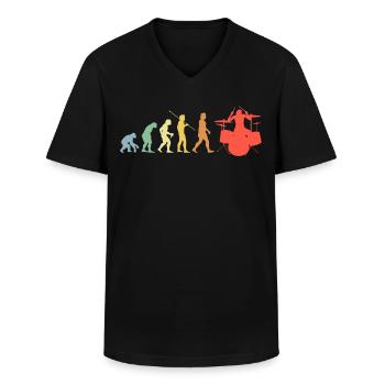 Drums Evolution Retro Music Drummer - Men's V-Neck T-Shirt - black - Front - AI Model Male 178 dark (178cm)