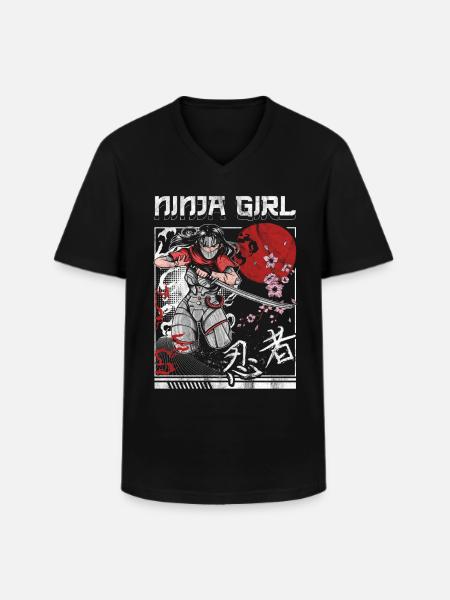 Ninja - Men's V-Neck T-Shirt - black