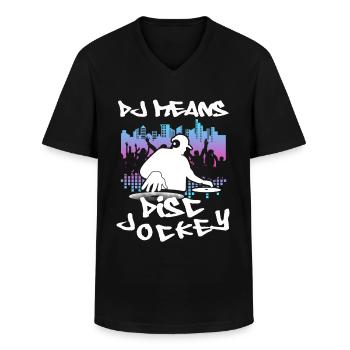 DJ Gift Music Disc Jockey Disco Techno Rave - Men's V-Neck T-Shirt - black - Front - AI Model Male 178 dark (178cm)