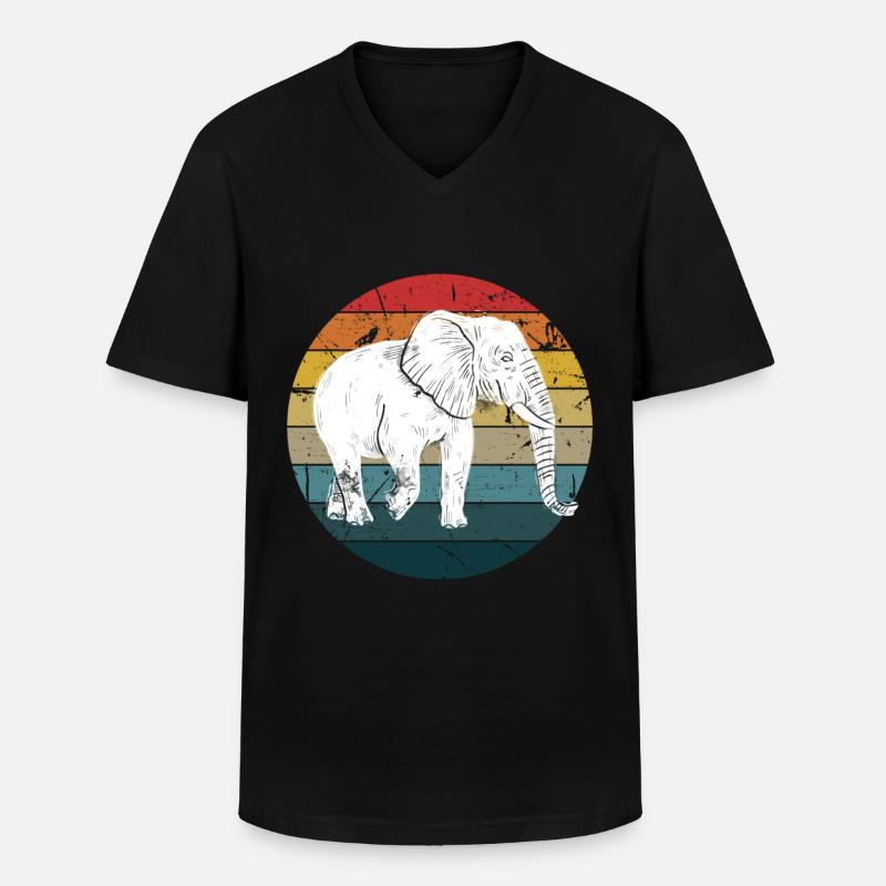 Elefant - Männer-T-Shirt mit V-Ausschnitt - Schwarz