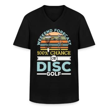 100% de chance de disc golf Frolf lanceur récréatif - T-shirt col V Homme - noir - Devant - AI Model Male 178 dark (178cm)