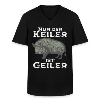 Geiler Keiler Wildschwein Jäger Tshirt - Männer-T-Shirt mit V-Ausschnitt - Schwarz - Vorne - AI Model Male 178 dark (178cm)