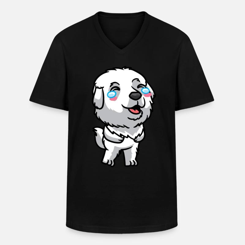 Pyrenäenberghund Hund Lachend - Männer-T-Shirt mit V-Ausschnitt - Schwarz