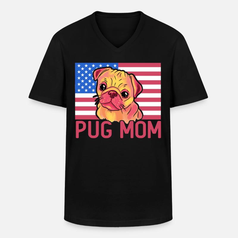 Pug Mom - Männer-T-Shirt mit V-Ausschnitt - Schwarz