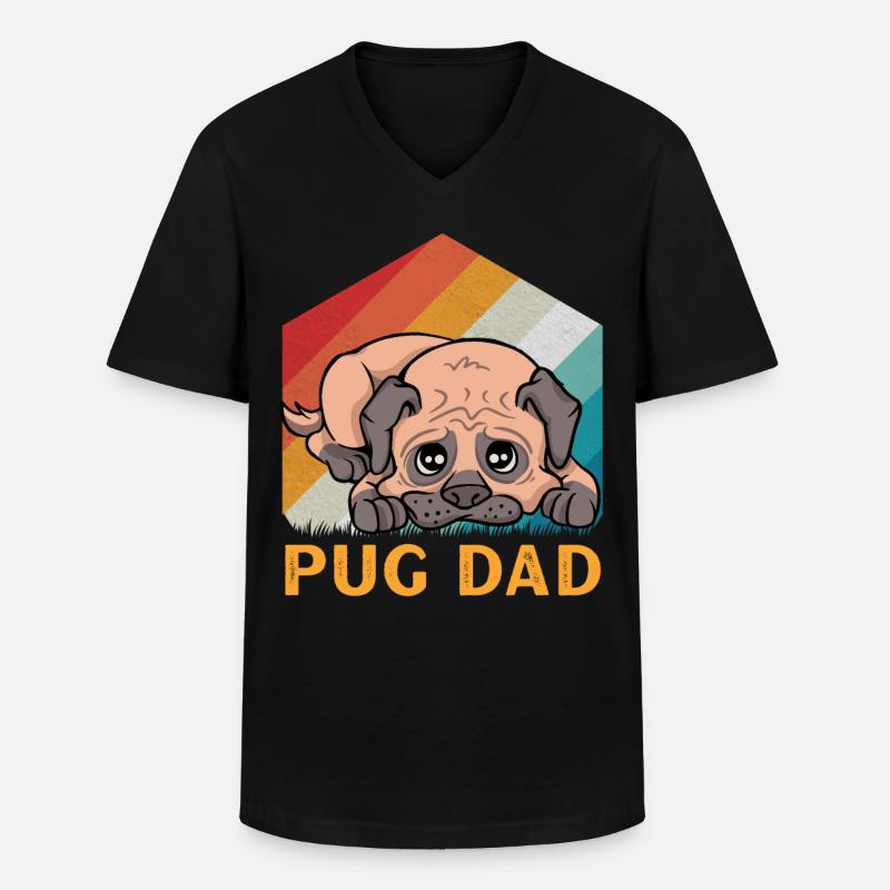 Pug Dad - Männer-T-Shirt mit V-Ausschnitt - Schwarz