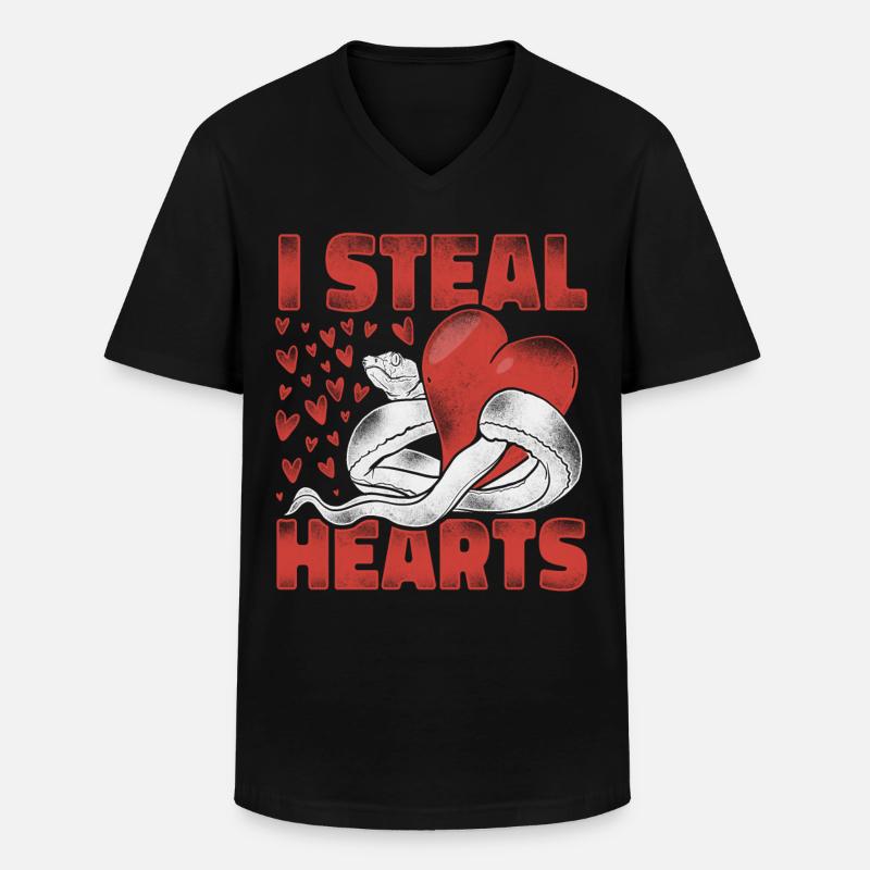 Snake Serpent Valentines Day - Männer-T-Shirt mit V-Ausschnitt - Schwarz