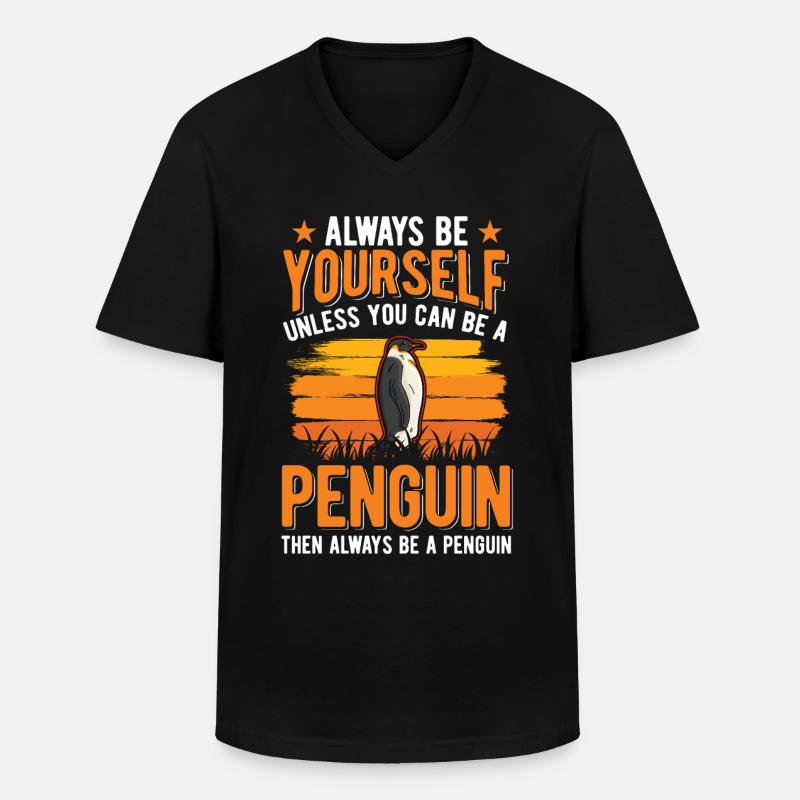Pinguin Penguin - Männer-T-Shirt mit V-Ausschnitt - Schwarz