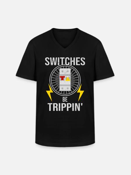 Switch box fuse Electrician Electronics technician - Men's V-Neck T-Shirt - black