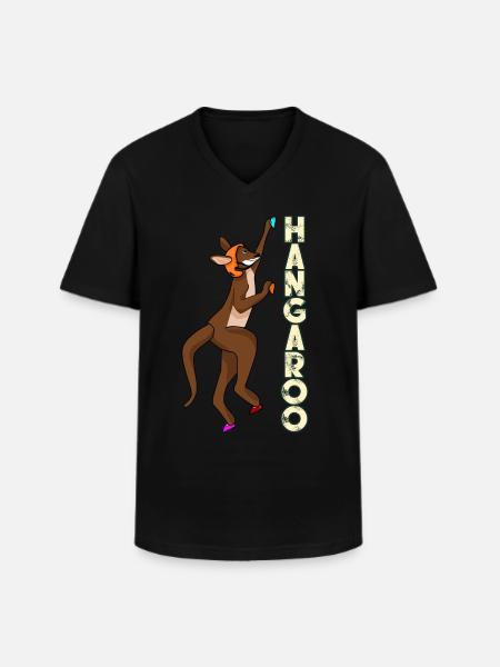 Känguru Klettern Bergsteigen Blouldern - Männer-T-Shirt mit V-Ausschnitt - Schwarz