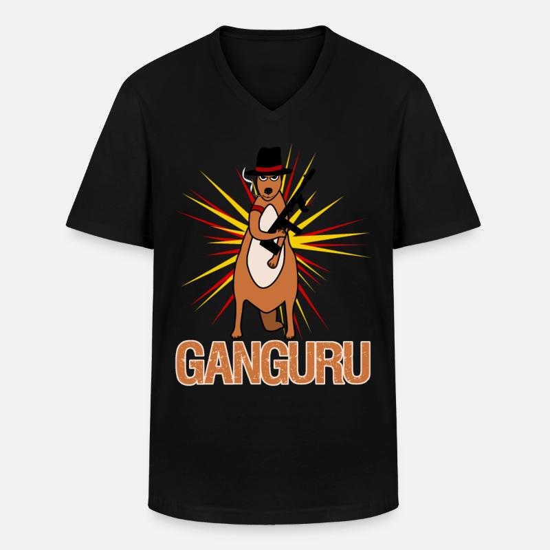Känguru mit Waffe Kängurus - Männer-T-Shirt mit V-Ausschnitt - Schwarz