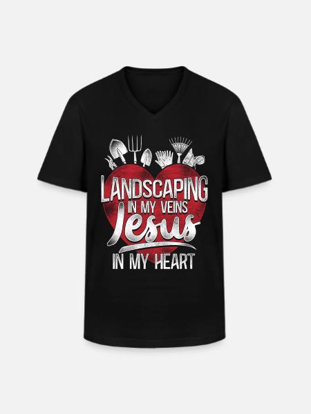 Landscaper Landscaping Landscape - Men's V-Neck T-Shirt - black