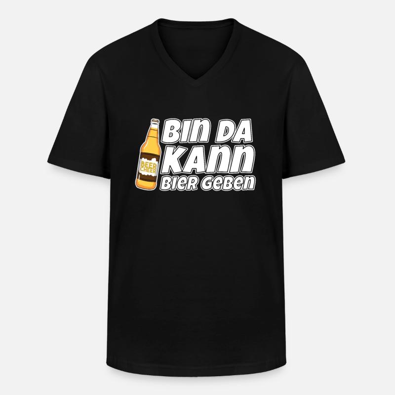 Bin da kann Bier geben - Männer-T-Shirt mit V-Ausschnitt - Schwarz