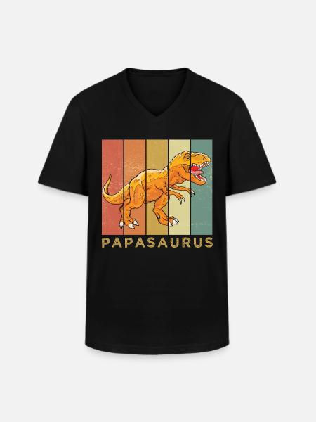 papasaurus - Männer-T-Shirt mit V-Ausschnitt - Schwarz