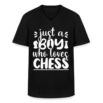 Schachspiel Spruch Jungen Schach spielen - Männer-T-Shirt mit V-Ausschnitt - Schwarz - Vorne - AI Model Male 178 dark (178cm)