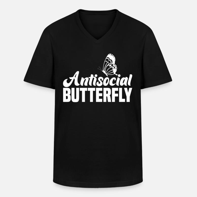 Antisocial Butterfly Introvert Design - Männer-T-Shirt mit V-Ausschnitt - Schwarz