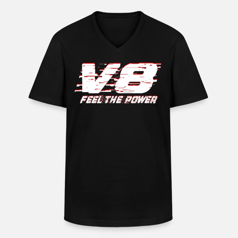 V8 - Männer-T-Shirt mit V-Ausschnitt - Schwarz