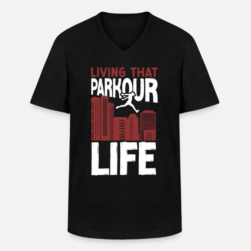 Parkour Free Running Traceur - Männer-T-Shirt mit V-Ausschnitt - Schwarz