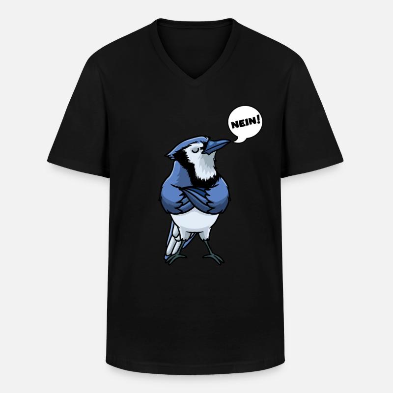 Blauhäher Vogel - Männer-T-Shirt mit V-Ausschnitt - Schwarz
