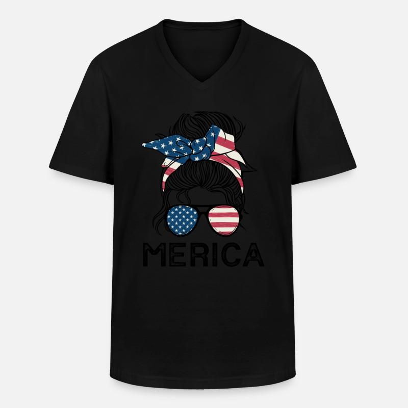 Merica - Männer-T-Shirt mit V-Ausschnitt - Schwarz