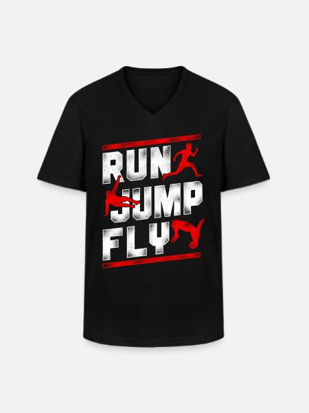 Parkour Free Running Traceur - Men's V-Neck T-Shirt - black
