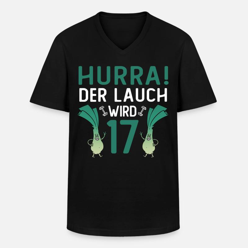 Hurra der Lauch wird 17 - Männer-T-Shirt mit V-Ausschnitt - Schwarz
