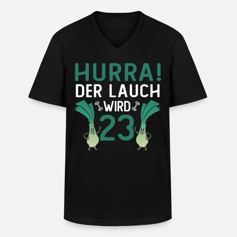 Hurra der Lauch wird 23 - Männer-T-Shirt mit V-Ausschnitt - Schwarz