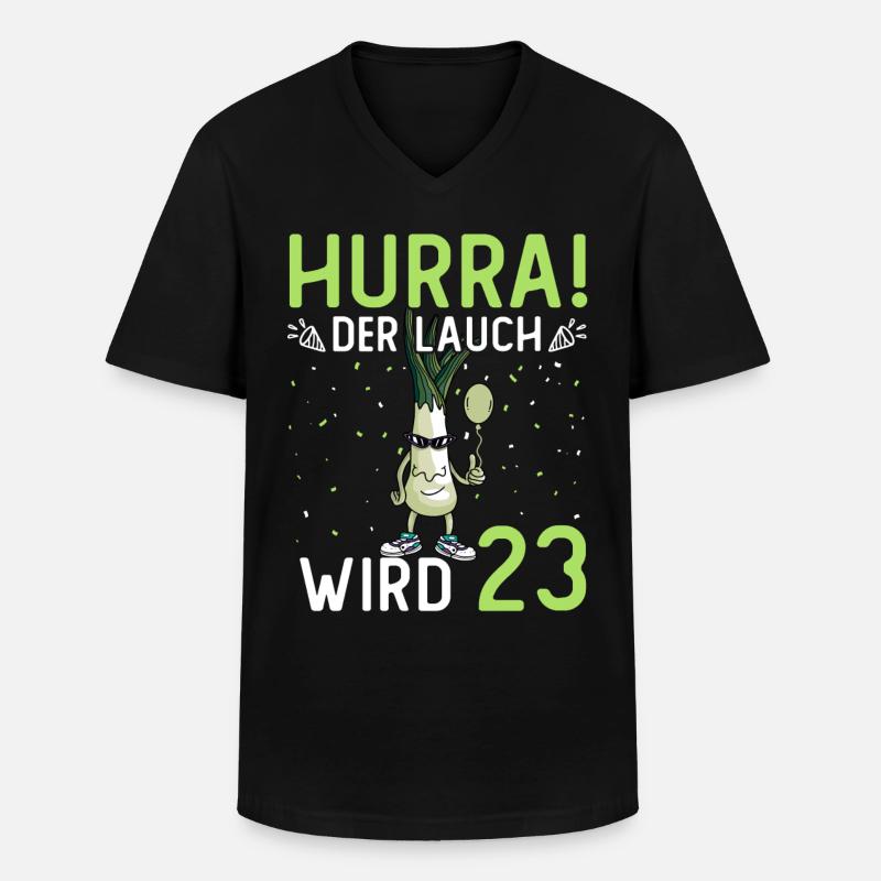 Hurra der Lauch wird 23 - Männer-T-Shirt mit V-Ausschnitt - Schwarz