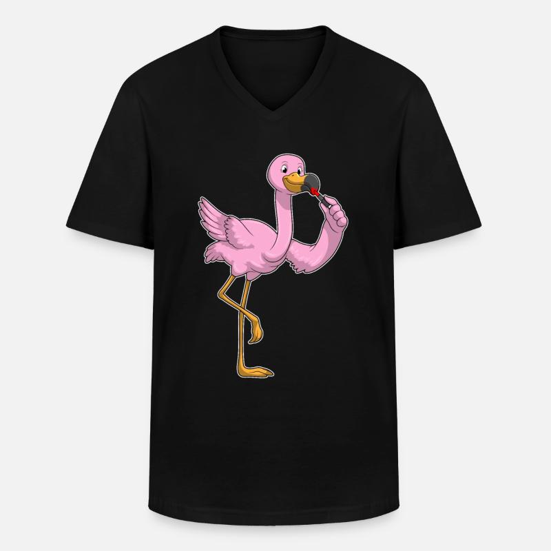 Flamingo mit Lippenstift - Männer-T-Shirt mit V-Ausschnitt - Schwarz