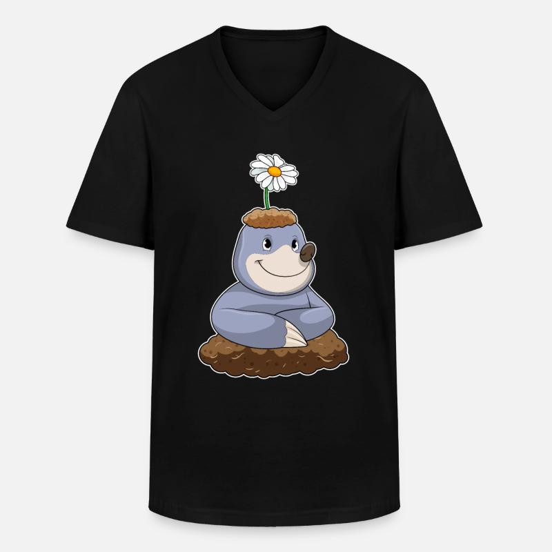 Mole with daisy flower - Men's V-Neck T-Shirt - black