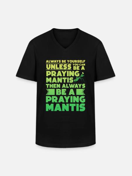 Gottesanbeterin Mantis Fangschrecke - Männer-T-Shirt mit V-Ausschnitt - Schwarz