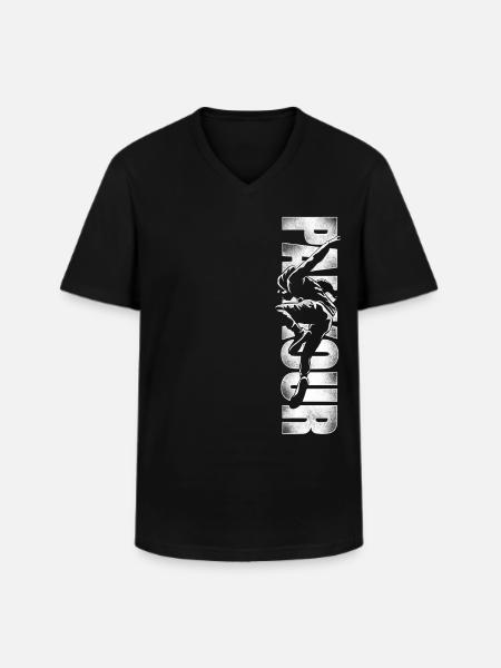 Parkour Free Running Traceur - Men's V-Neck T-Shirt - black
