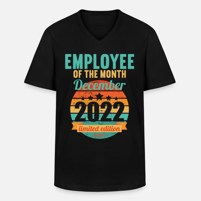 Mitarbeiter des Monats Dezember 2022 - Männer-T-Shirt mit V-Ausschnitt - Schwarz