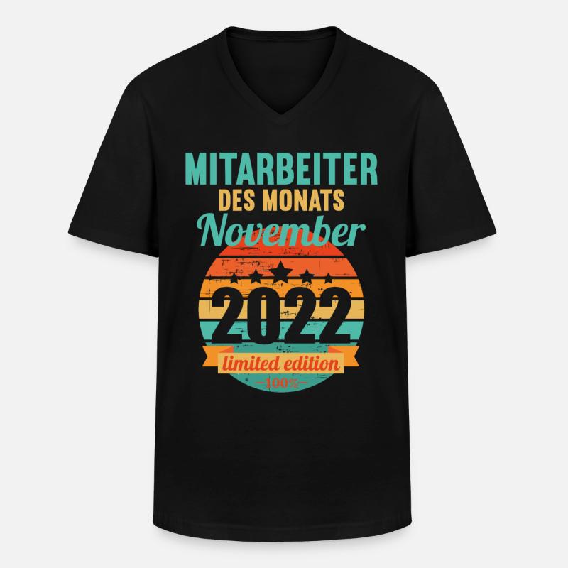 Mitarbeiter des Monats November 2022 - Männer-T-Shirt mit V-Ausschnitt - Schwarz