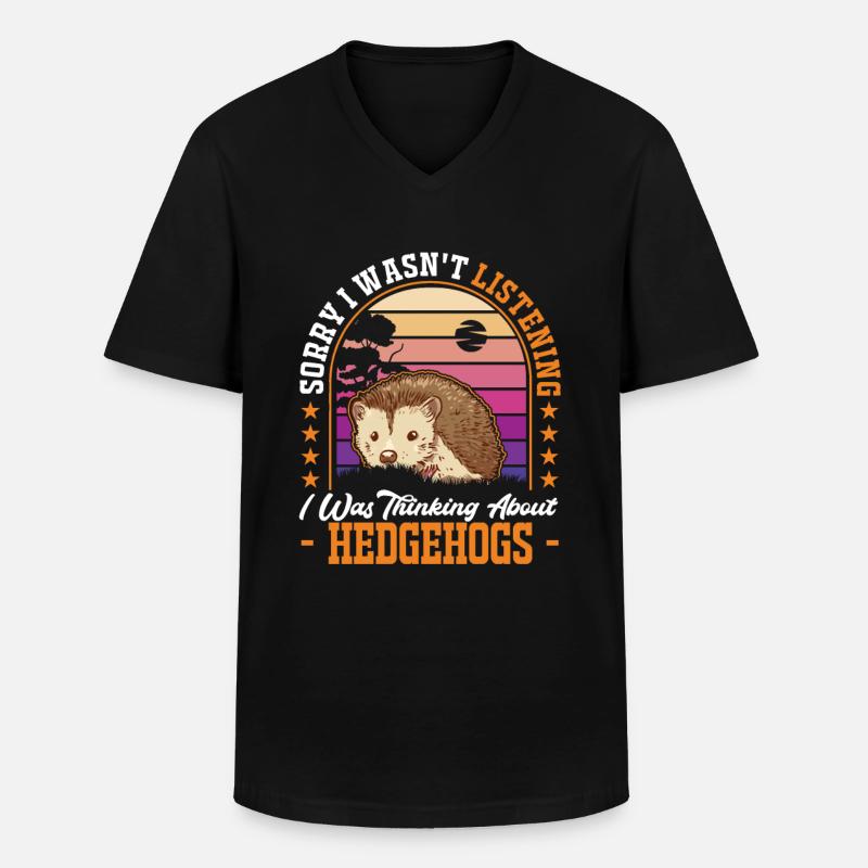 Igel Stacheligel - Männer-T-Shirt mit V-Ausschnitt - Schwarz