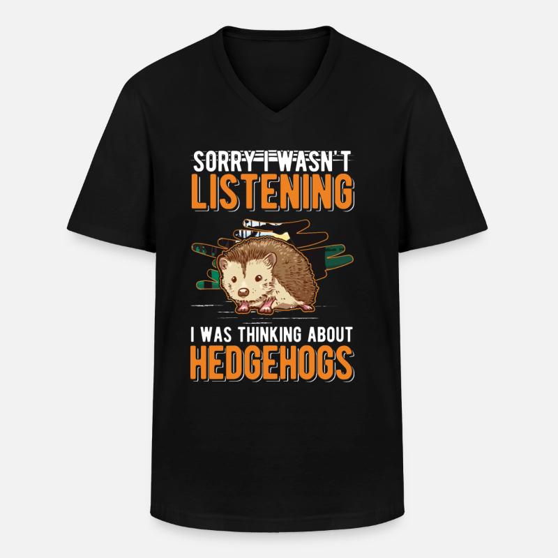 Igel Stacheligel - Männer-T-Shirt mit V-Ausschnitt - Schwarz