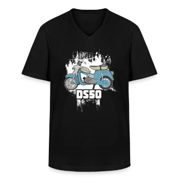 DS50 / Schwalbenfahrer / Ostalgie / Mofa Oldtimer - Men's V-Neck T-Shirt - black - Front - AI Model Male 178 dark (178cm)
